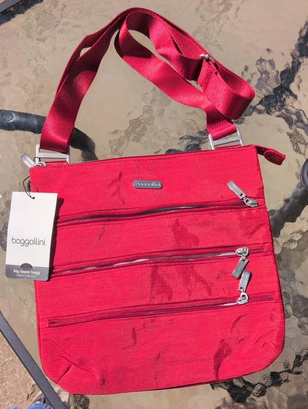 Baggallini Red Crossbody Organizer with Triple Zip Pockets NWT
